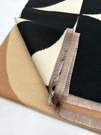 LARGE BLACK CASHMERE RETRO PRINT REVERSIBLE WINTER SHAWL BLANKET SCARF
