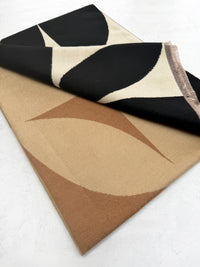 LARGE BLACK CASHMERE RETRO PRINT REVERSIBLE WINTER SHAWL BLANKET SCARF