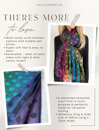 LARGE BLACK MULTI-COLOUR DOT PRINT PASHMINA SHAWL SCARF - A-SHU.CO.UK