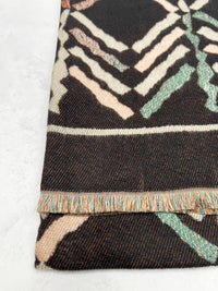 LARGE BLACK RETRO PRINT REVERSIBLE WOOL WINTER SHAWL BLANKET SCARF