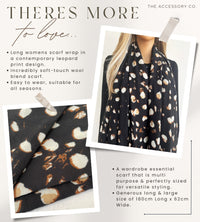 LARGE BLACK WOOL SPOTTY LEOPARD PRINT SCARF