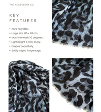LARGE BLUE LEOPARD PRINT SCARF