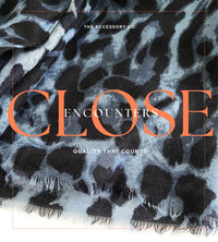 LARGE BLUE LEOPARD PRINT SCARF