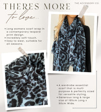 LARGE BLUE LEOPARD PRINT SCARF