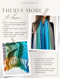 LARGE BLUE MULTI-COLOUR DOT PRINT PASHMINA SHAWL SCARF - A-SHU.CO.UK