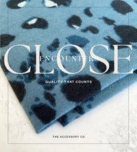 LARGE BLUE WOOL SPOTTY LEOPARD PRINT SCARF