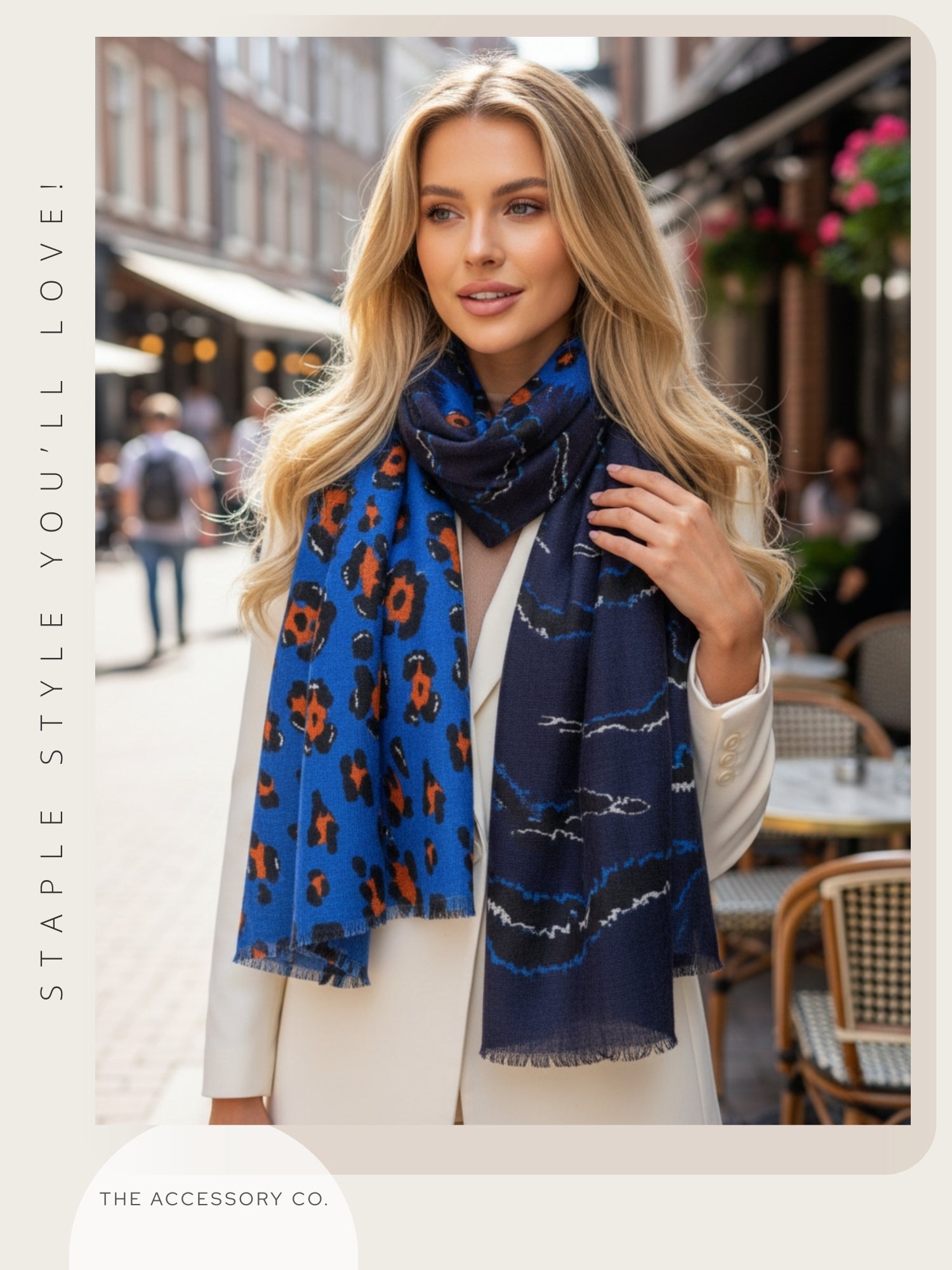 LARGE BLUE ZEBRA AND LEOPARD PRINT SHAWL SCARF