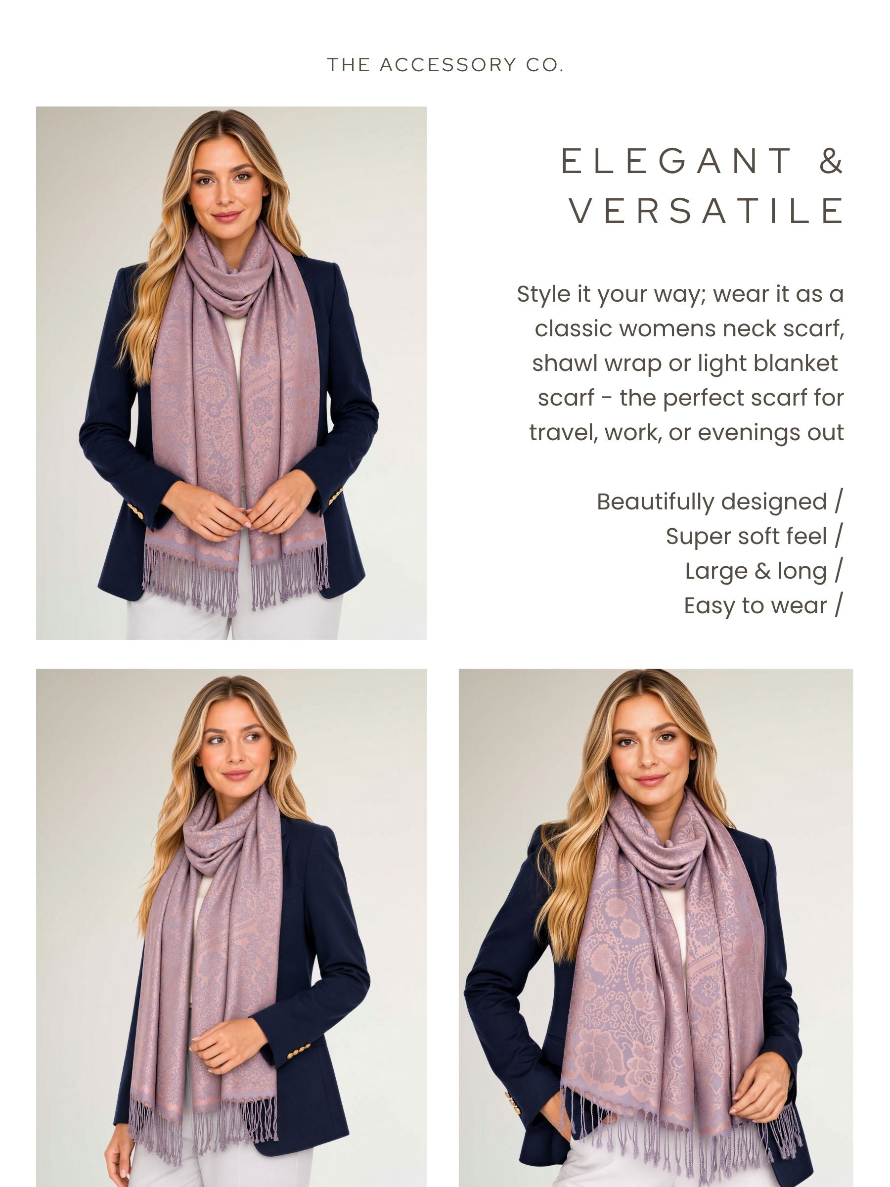 LARGE BLUSH PINK SWIRL FLORAL PRINT REVERSIBLE PASHMINA SHAWL SCARF - A-SHU.CO.UK