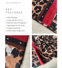 LARGE BROWN CAMEO LEOPARD PRINT SCARF