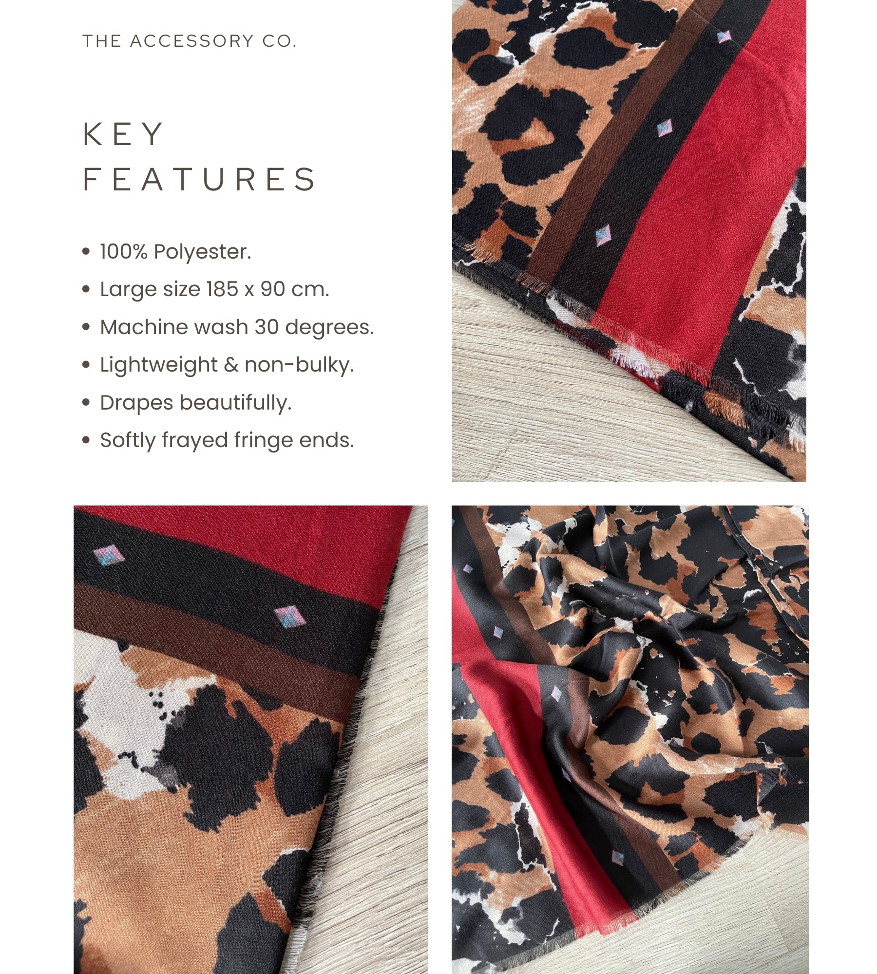 LARGE BROWN CAMEO LEOPARD PRINT SCARF