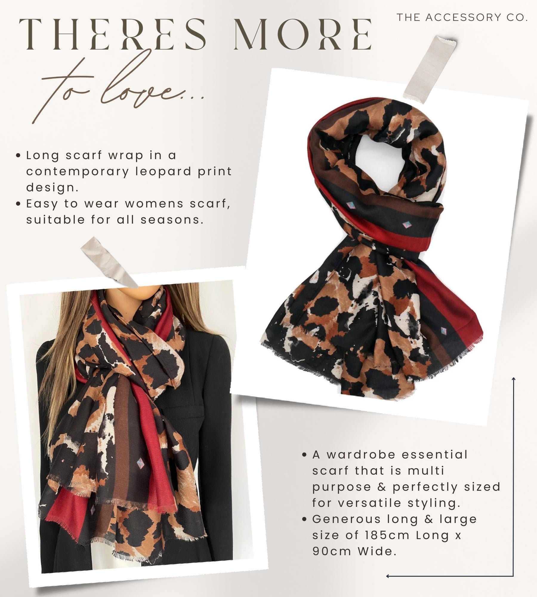 LARGE BROWN CAMEO LEOPARD PRINT SCARF