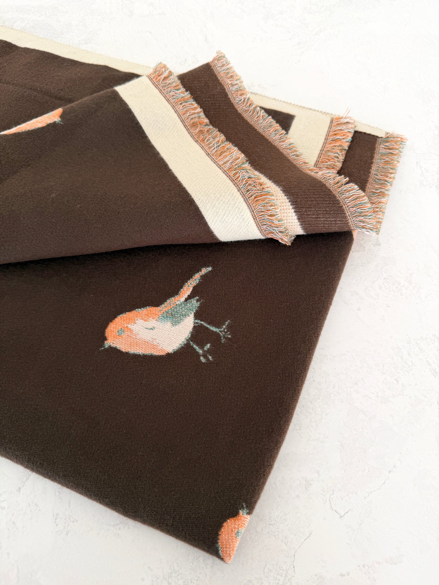 LARGE BROWN ROBIN REVERSIBLE WINTER SHAWL BLANKET SCARF