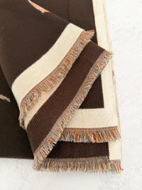 LARGE BROWN ROBIN REVERSIBLE WINTER SHAWL BLANKET SCARF