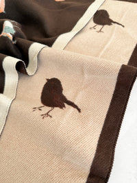 LARGE BROWN ROBIN REVERSIBLE WINTER SHAWL BLANKET SCARF