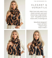 LARGE BROWN WOOL BIG LEOPARD PRINT SCARF