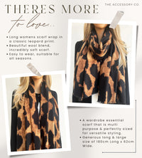 LARGE BROWN WOOL BIG LEOPARD PRINT SCARF