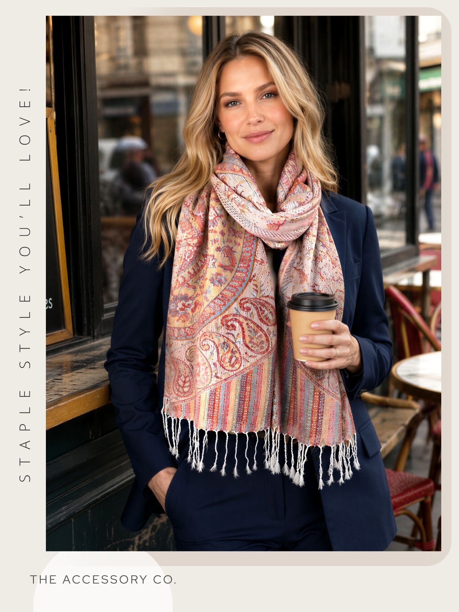 LARGE CREAM MULTI COLOUR PAISLEY PASHMINA SHAWL SCARF WRAP - A-SHU.CO.UK