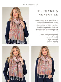 LARGE CREAM MULTI COLOUR PAISLEY PASHMINA SHAWL SCARF WRAP - A-SHU.CO.UK