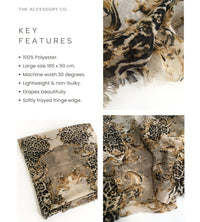 LARGE CREAM VINTAGE LEOPARD PRINT SHAWL SCARF