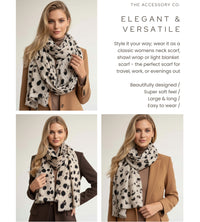 LARGE CREAM WOOL SPOTTY LEOPARD PRINT SCARF