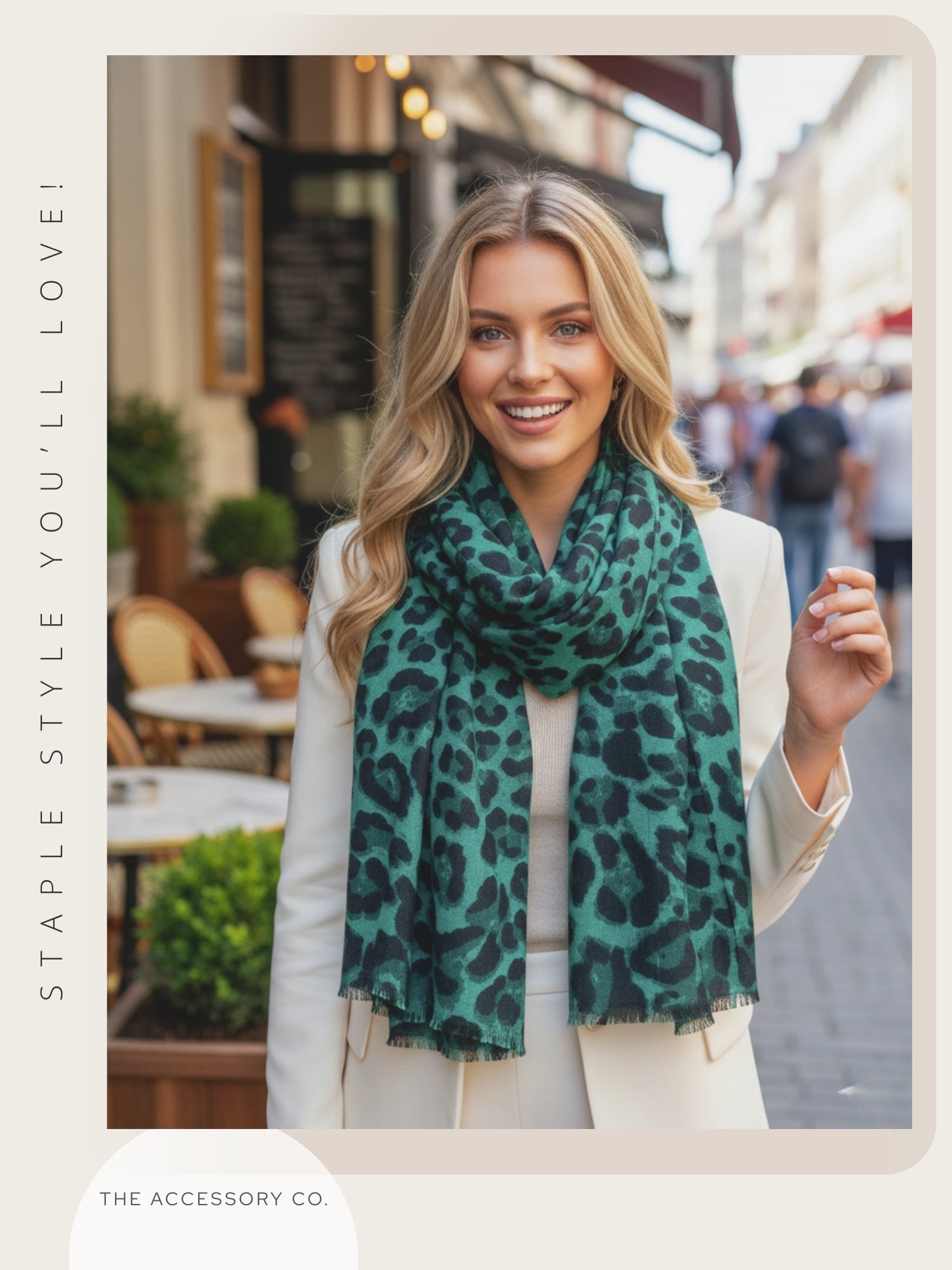 LARGE DARK GREEN LEOPARD PRINT SCARF
