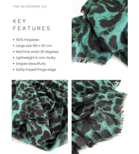 LARGE DARK GREEN LEOPARD PRINT SCARF