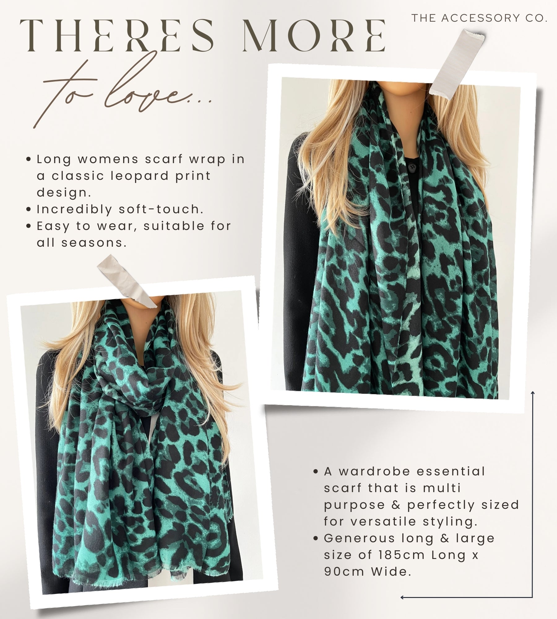 LARGE DARK GREEN LEOPARD PRINT SCARF