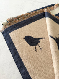 LARGE DENIM BLUE ROBIN REVERSIBLE WINTER SHAWL BLANKET SCARF