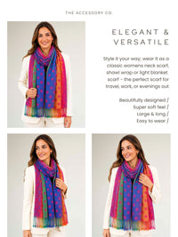 LARGE FUCHSIA PINK MULTI-COLOUR DOT PRINT PASHMINA SHAWL SCARF - A-SHU.CO.UK