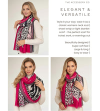 LARGE FUCHSIA PINK TIGER AND LEOPARD PRINT SHAWL SCARF - A-SHU.CO.UK