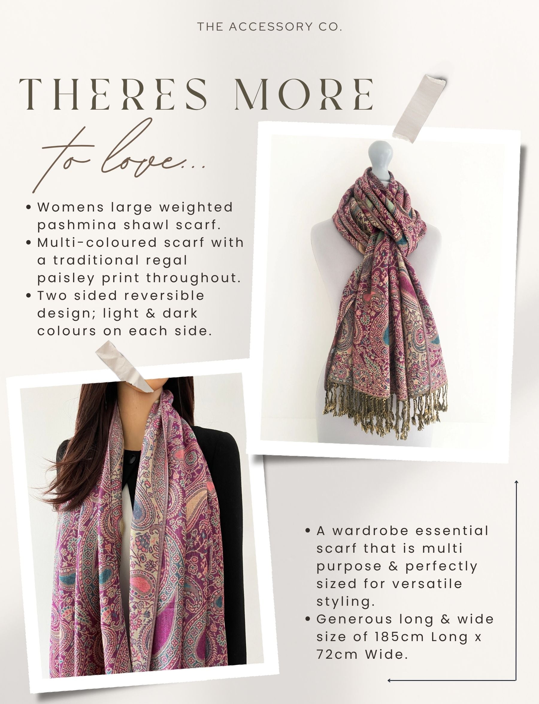 LARGE FUSCHIA PINK MULTI COLOUR PAISLEY PRINT PASHMINA SHAWL SCARF - A-SHU.CO.UK