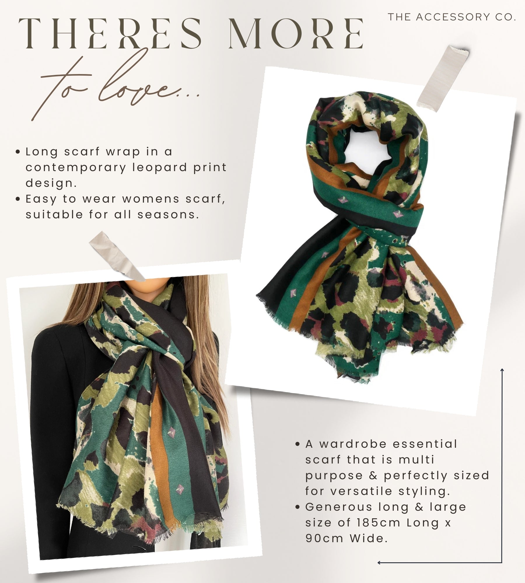 LARGE GREEN CAMEO LEOPARD PRINT SCARF