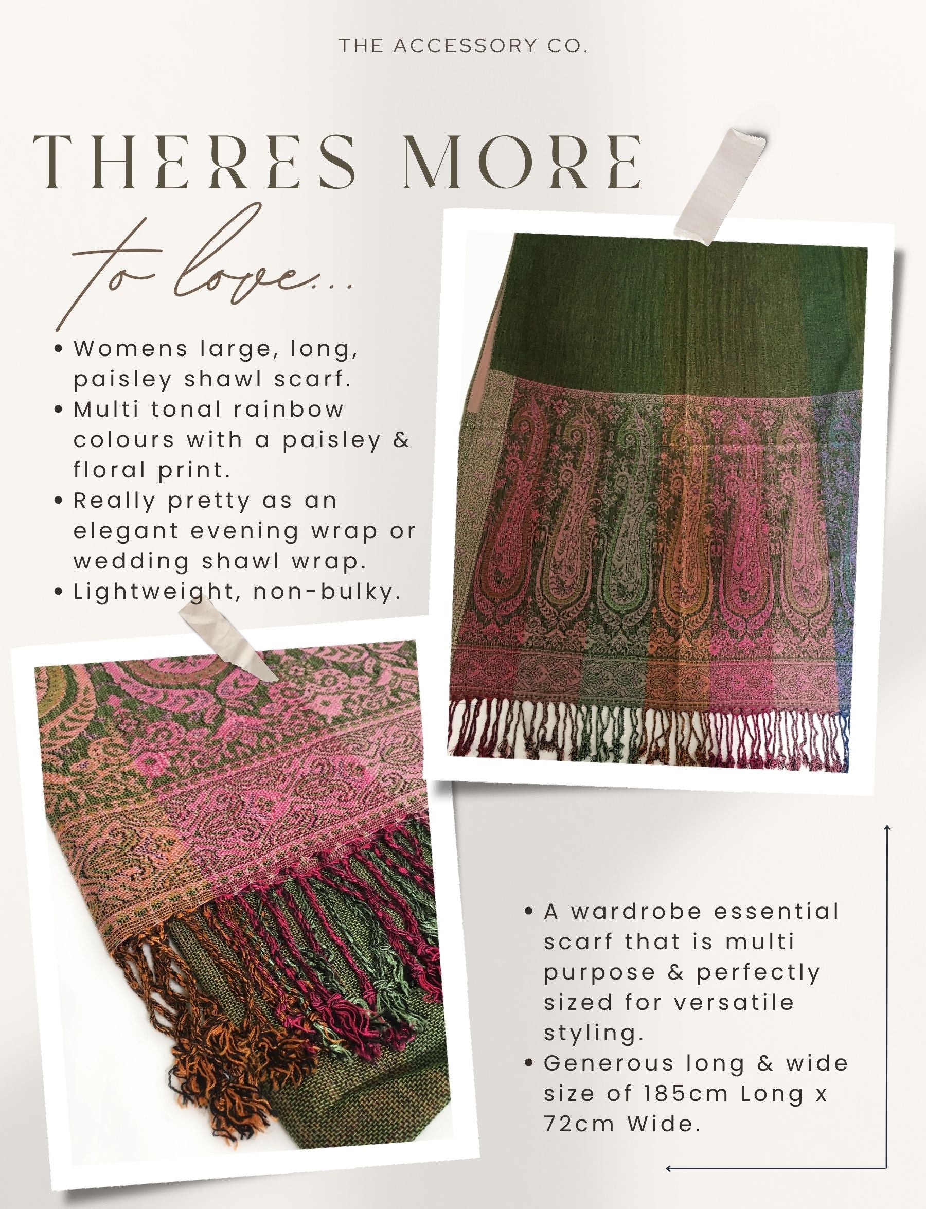 LARGE GREEN RAINBOW MULTI COLOUR PAISLEY PRINT PASHMINA SHAWL SCARF - A-SHU.CO.UK