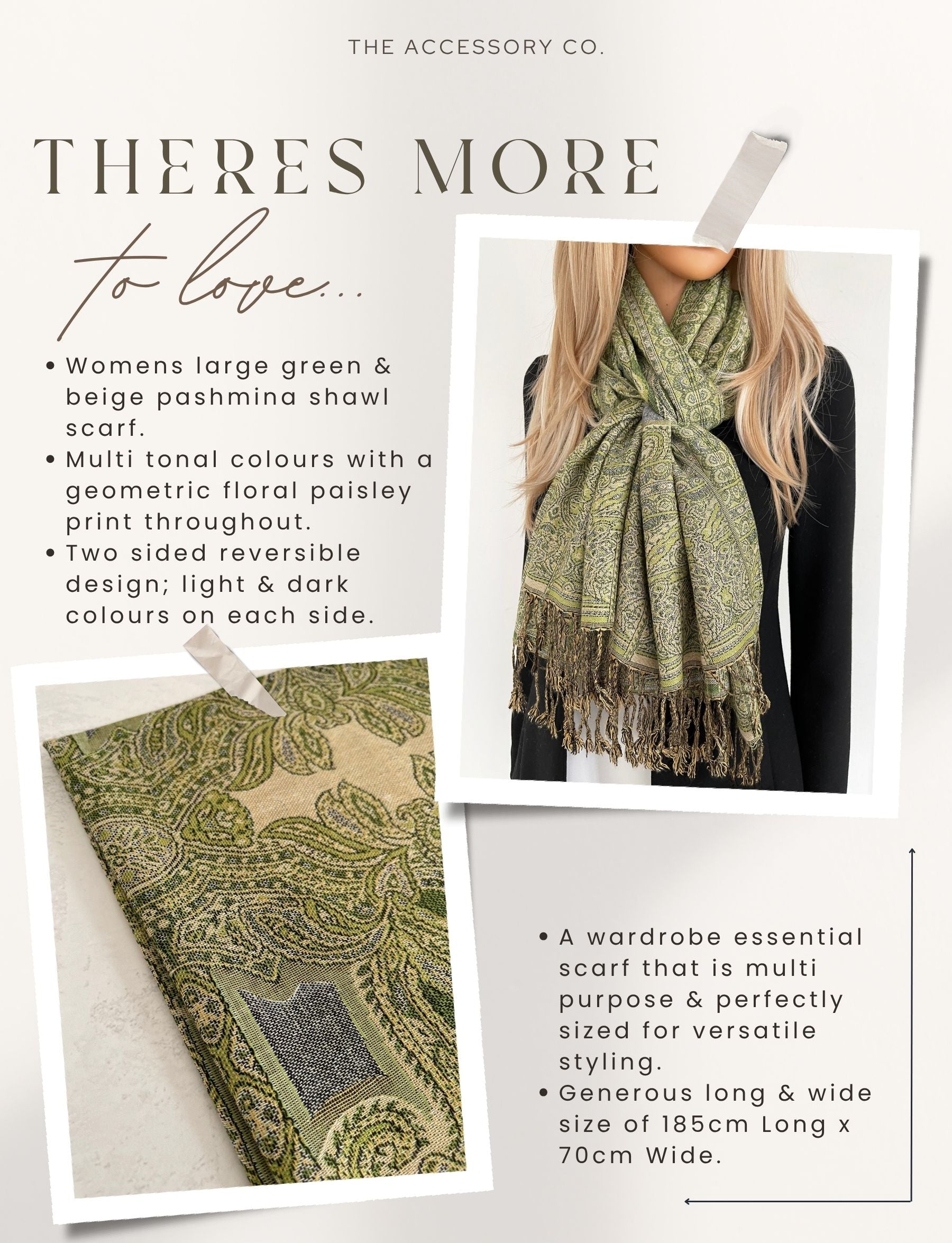 LARGE GREEN REVERSIBLE GEOMETRIC PAISLEY PRINT PASHMINA SHAWL SCARF WRAP - A-SHU.CO.UK