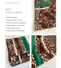 LARGE GREEN SNAKESKIN AND LEOPARD PRINT SCARF