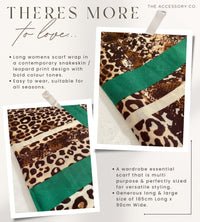 LARGE GREEN SNAKESKIN AND LEOPARD PRINT SCARF