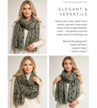 LARGE GREEN WOOL SPOTTY LEOPARD PRINT SCARF