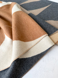 LARGE GREY CASHMERE RETRO PRINT REVERSIBLE WINTER SHAWL BLANKET SCARF