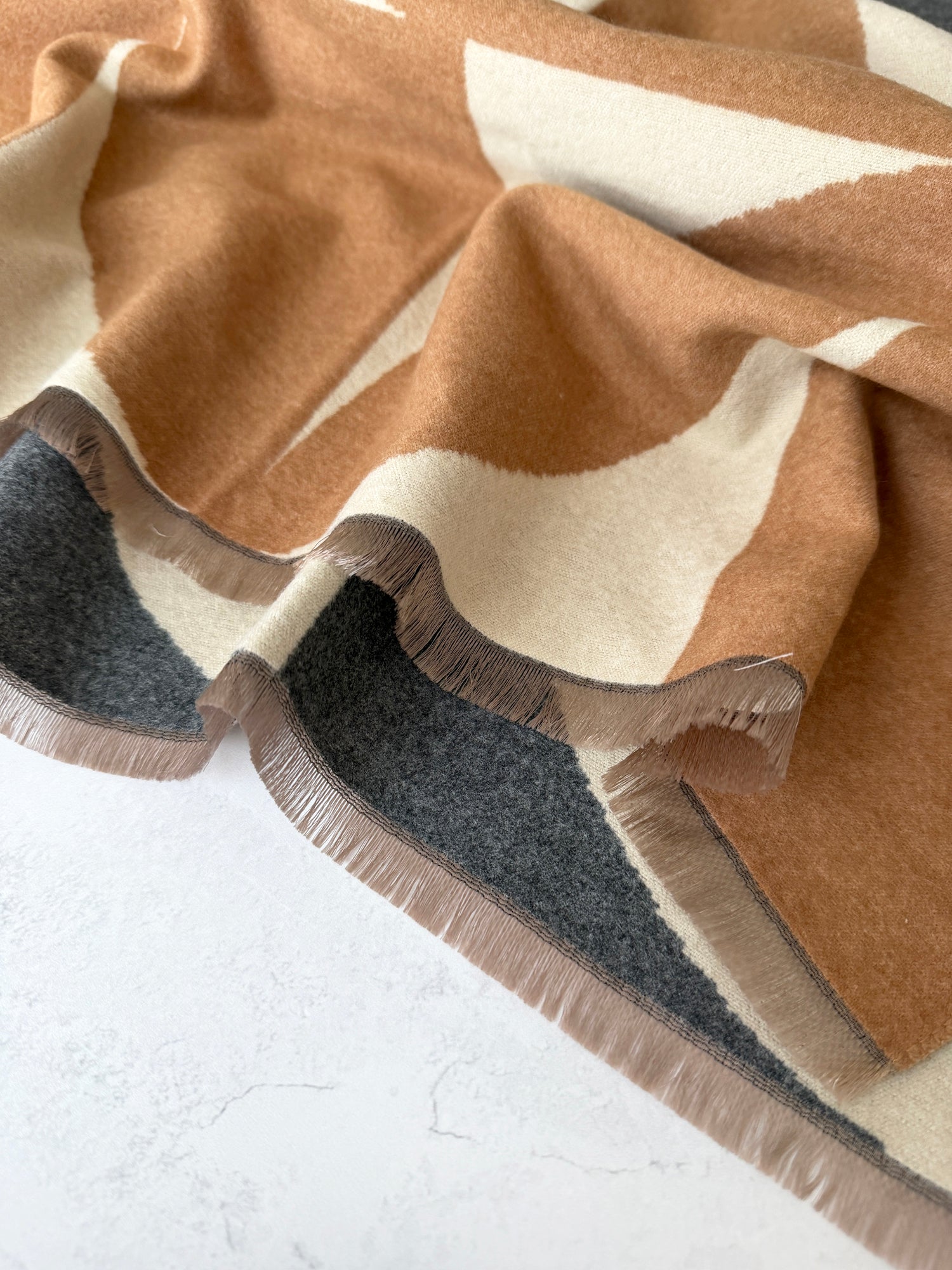 LARGE GREY CASHMERE RETRO PRINT REVERSIBLE WINTER SHAWL BLANKET SCARF