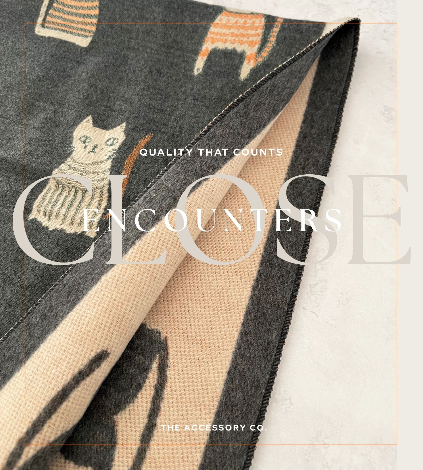 LARGE GREY CAT THICK REVERSIBLE WINTER SHAWL BLANKET SCARF