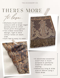 LARGE GREY REVERSIBLE MULTI COLOUR PAISLEY PRINT PASHMINA SHAWL SCARF WRAP - A-SHU.CO.UK