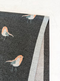 LARGE GREY ROBIN REVERSIBLE WINTER SHAWL BLANKET SCARF