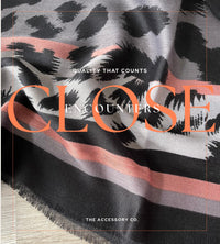 LARGE GREY STRIPE LEOPARD PRINT SCARF