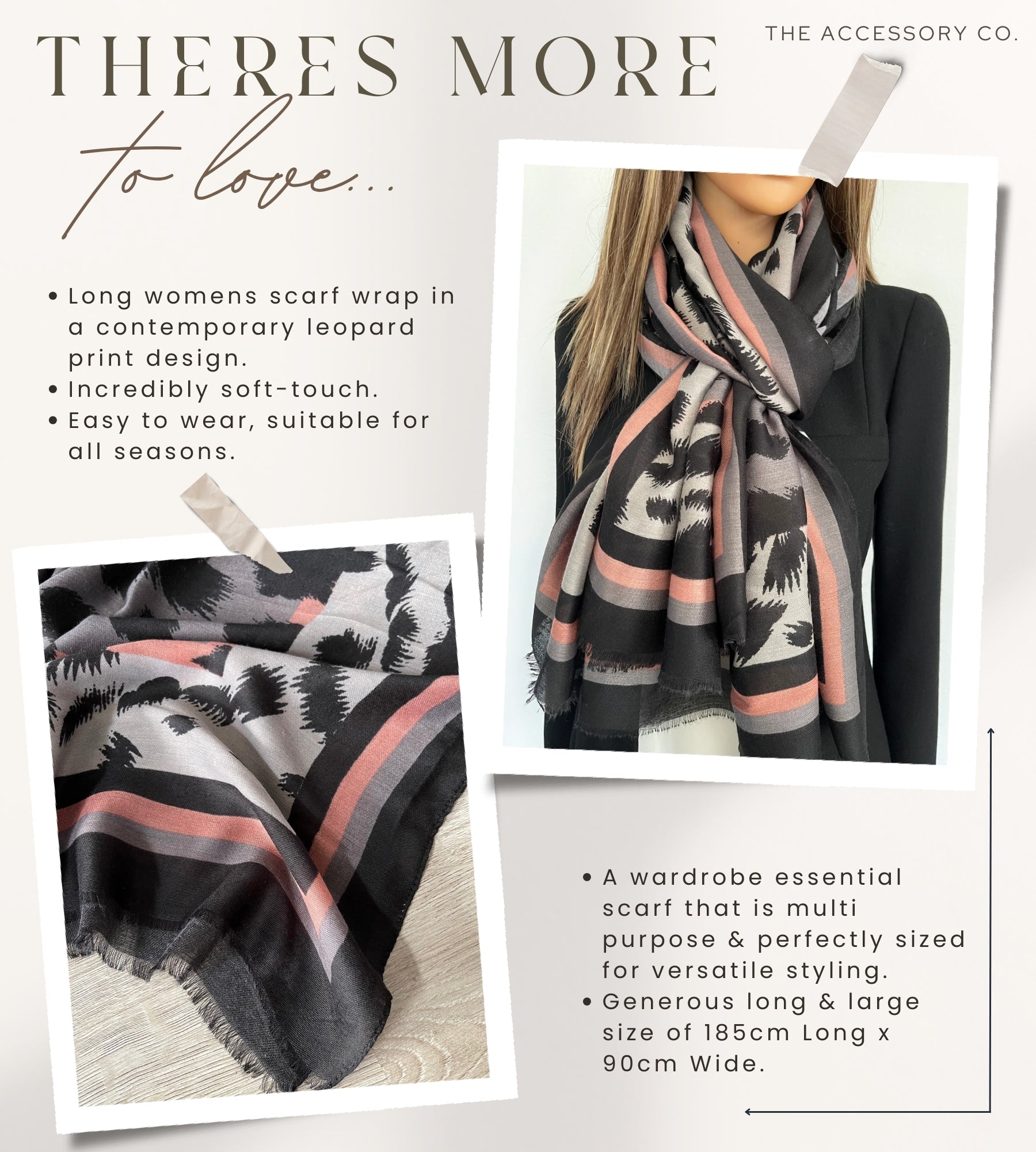 LARGE GREY STRIPE LEOPARD PRINT SCARF