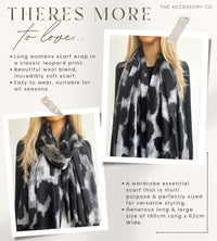 LARGE GREY WOOL BIG LEOPARD PRINT SCARF
