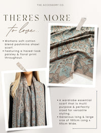 LARGE HAZED GREY MULTI COLOUR PAISLEY PASHMINA SHAWL SCARF WRAP