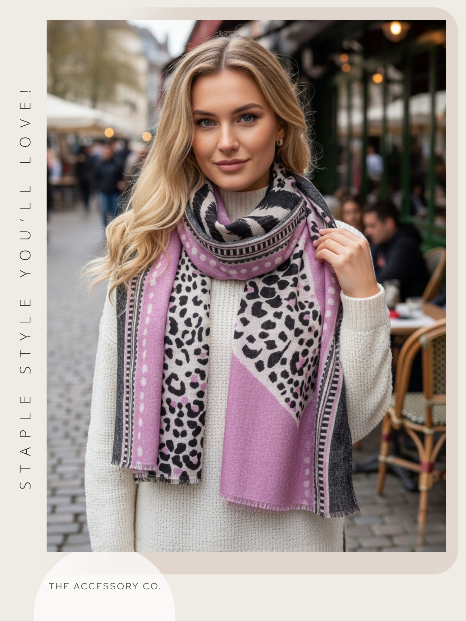 LARGE LILAC TIGER AND LEOPARD PRINT SHAWL SCARF