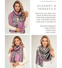 LARGE LILAC TIGER AND LEOPARD PRINT SHAWL SCARF