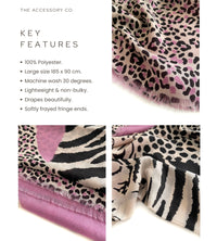 LARGE LILAC TIGER AND LEOPARD PRINT SHAWL SCARF