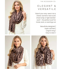 LARGE MOCHA BEIGE LEOPARD PRINT SCARF